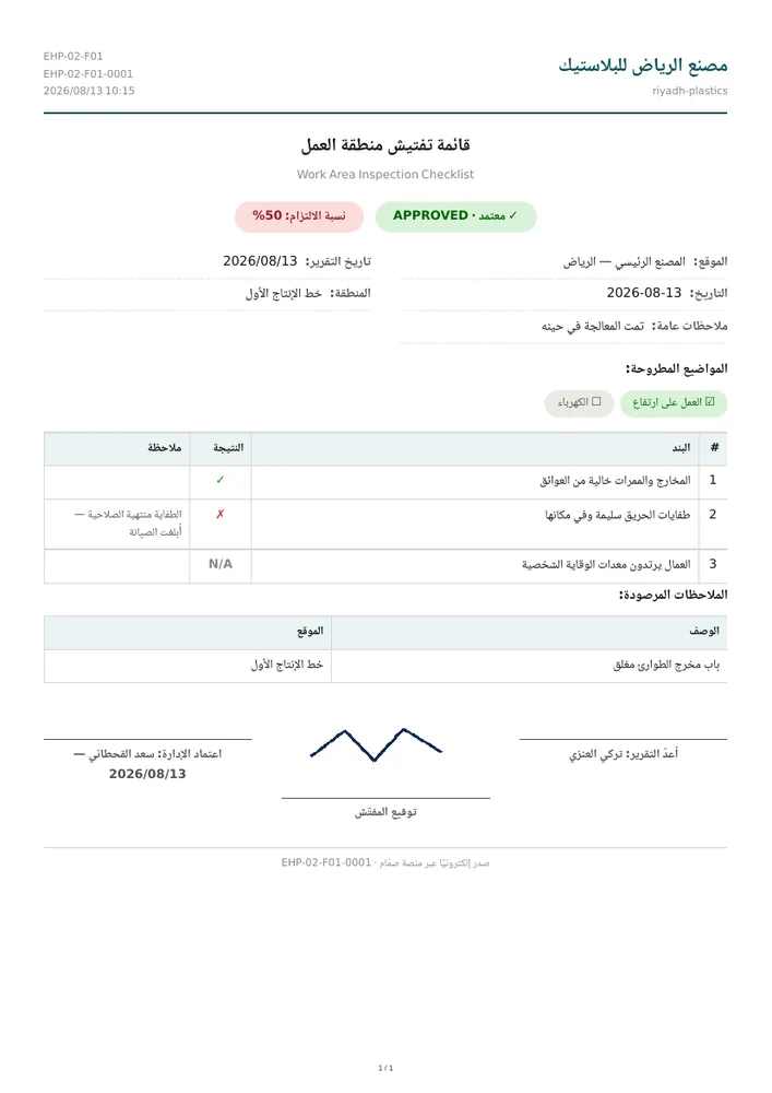 نموذج تقرير رسمي من صمّام